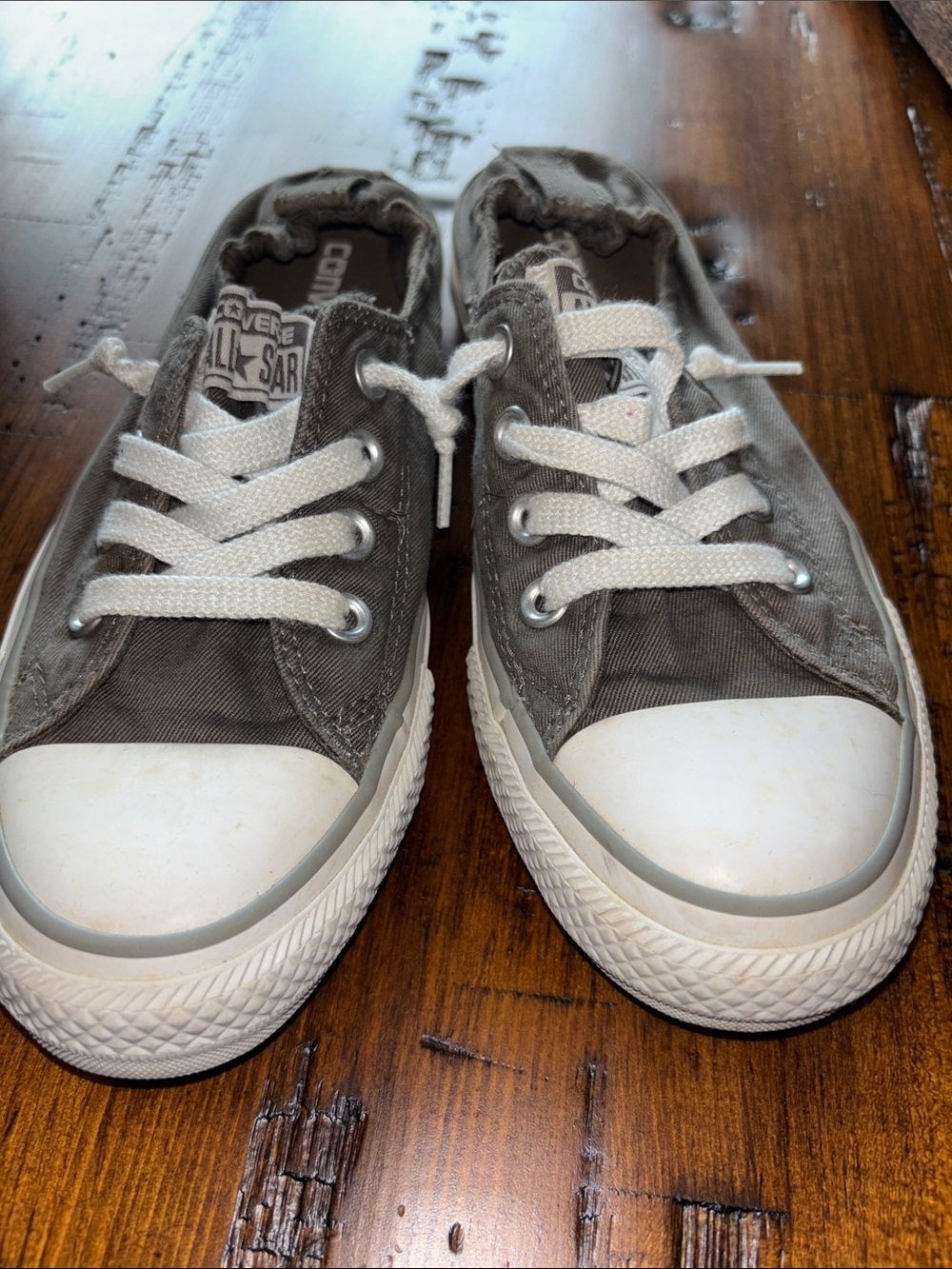 Converse Women's Low Top Canvas Sneakers - Gray and White - Picture 6 of 6
